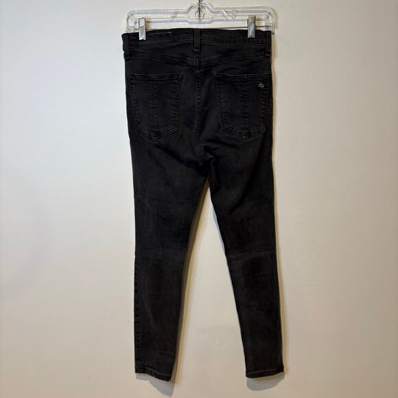 Rag‎ & Bone Women's High Rise Skinny Black Wash Denim Jean 29 Stretch Boho - Picture 4 of 7